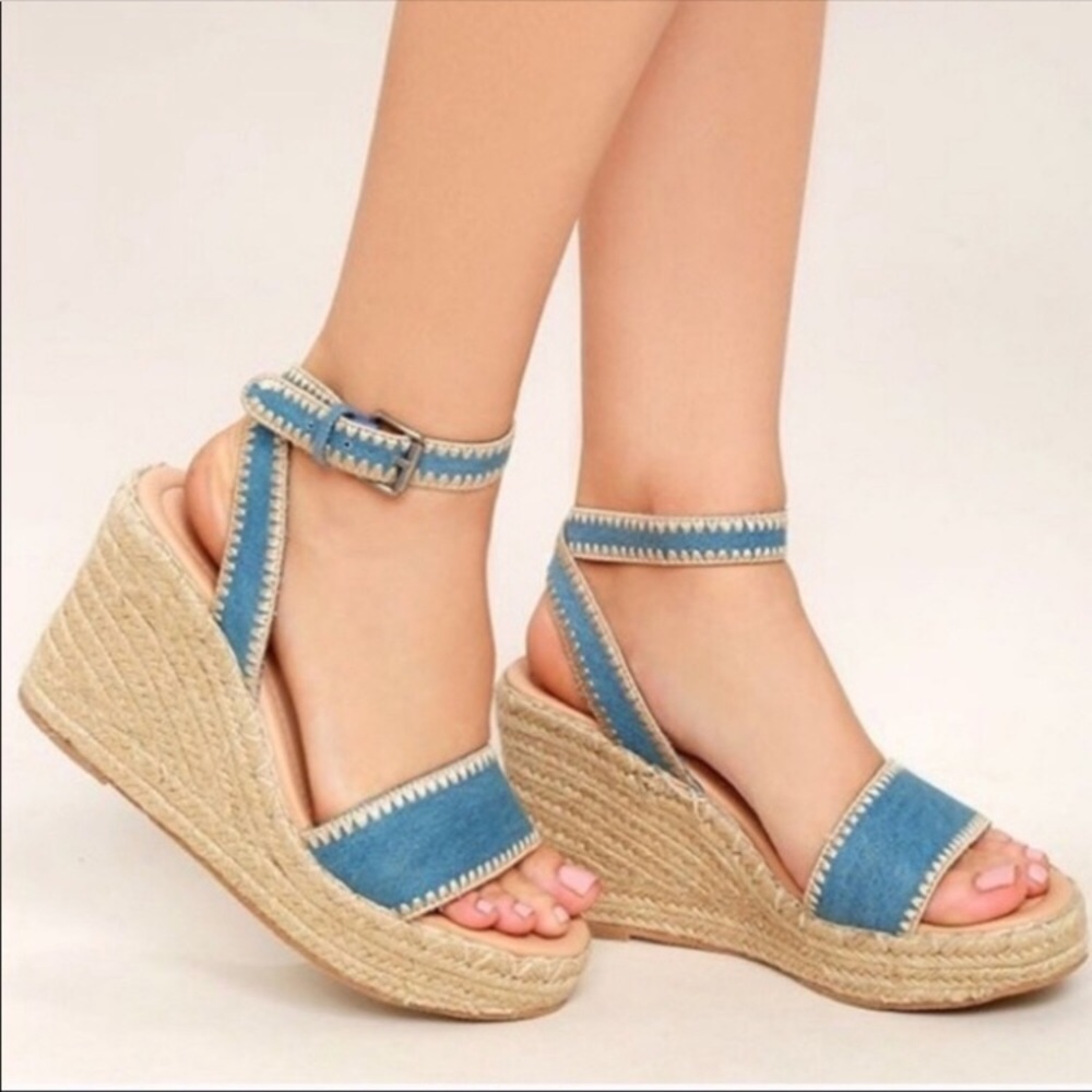 Matisse blue strappy summer wedges